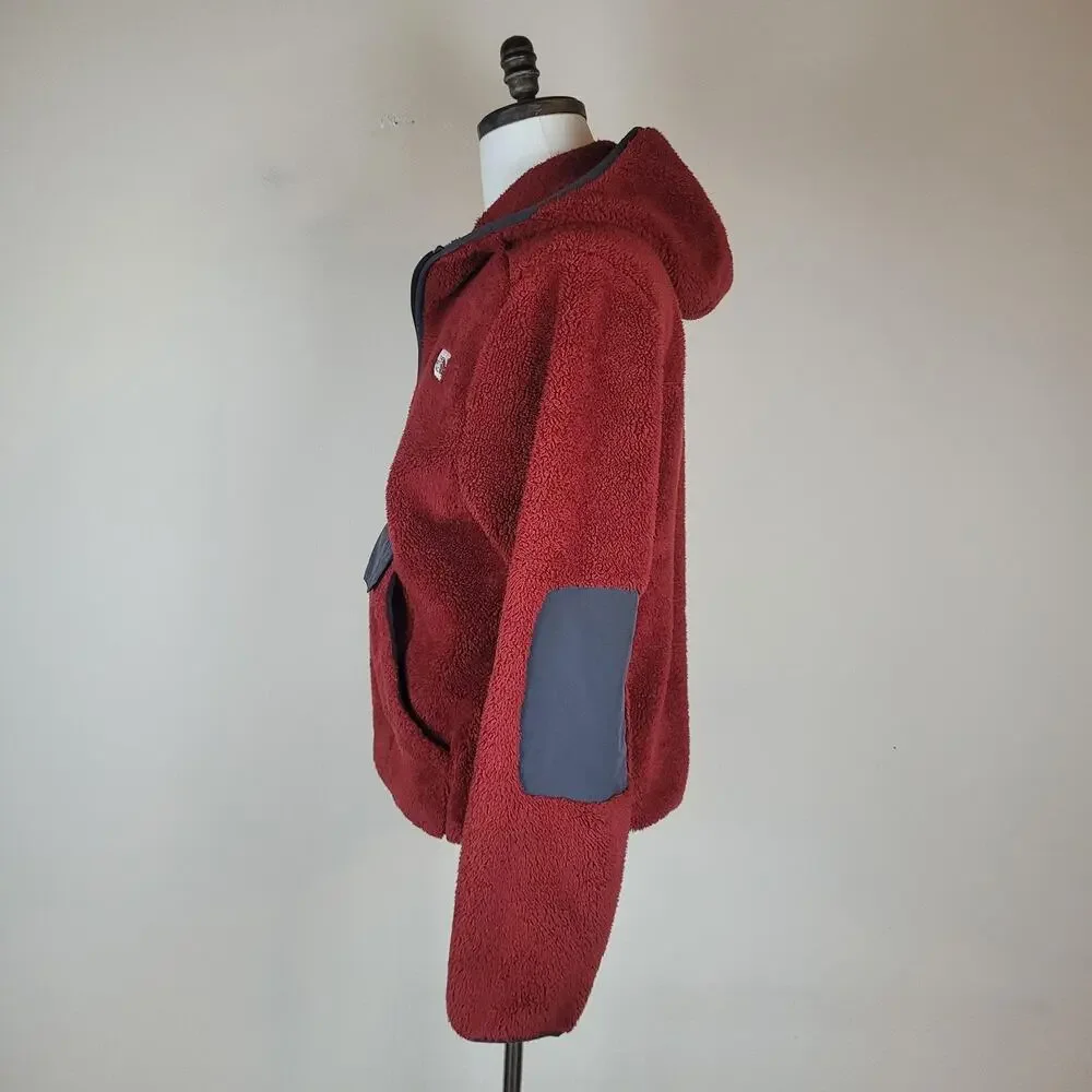 The North Face Jacket‎ Medium Red Fleece Hooded Quarter Zip Anorak Campshire